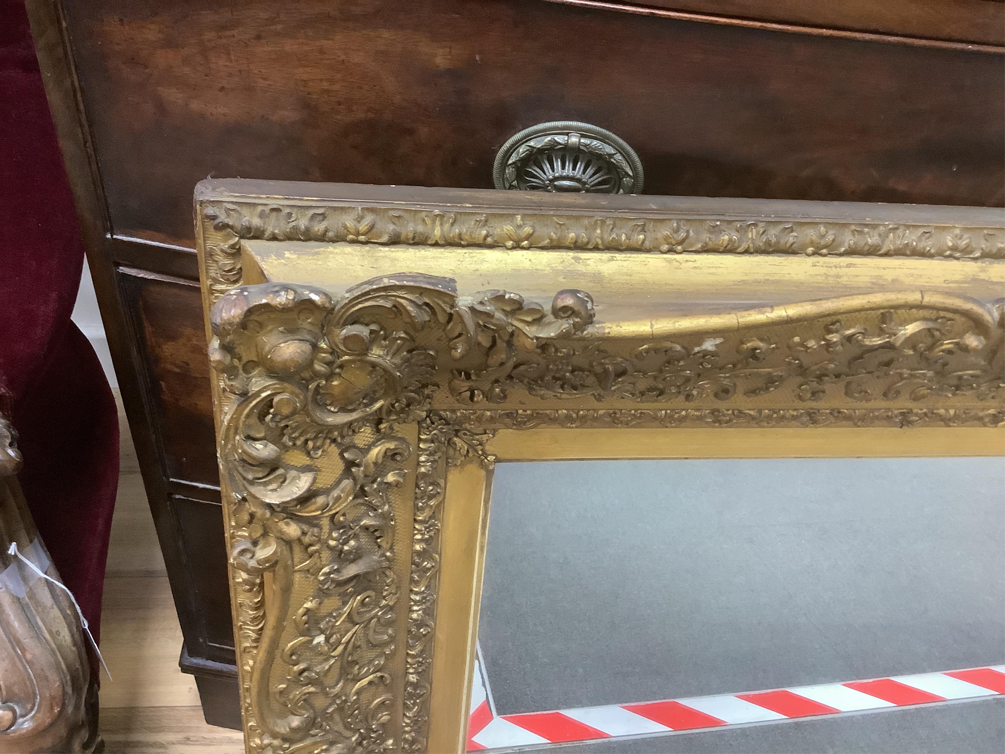 A Victorian giltwood and composition rectangular wall mirror, width 83cm, height 70cm. Condition - fair